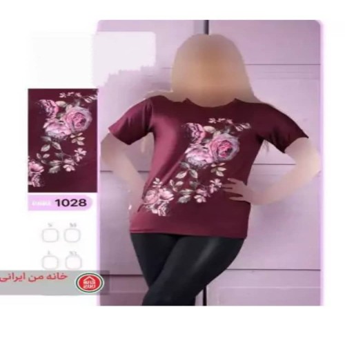 تیشرت زنانه طرح گل برجسته رنگ بندی